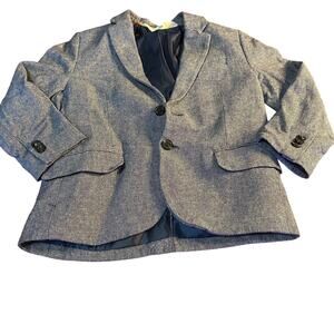 H&M blue tweed single breast boys suit blazer SIZE 5